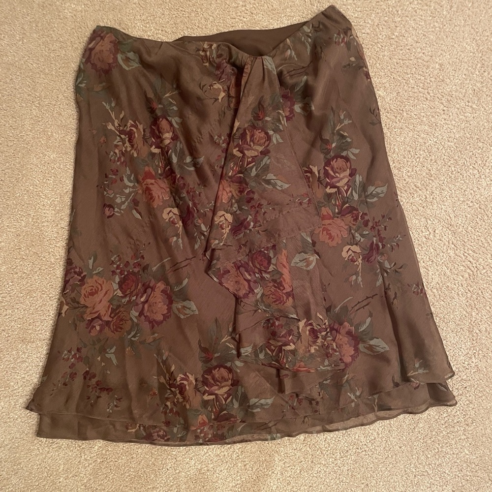 Ralph Lauren floral skirt with ruffle, knee length, size large